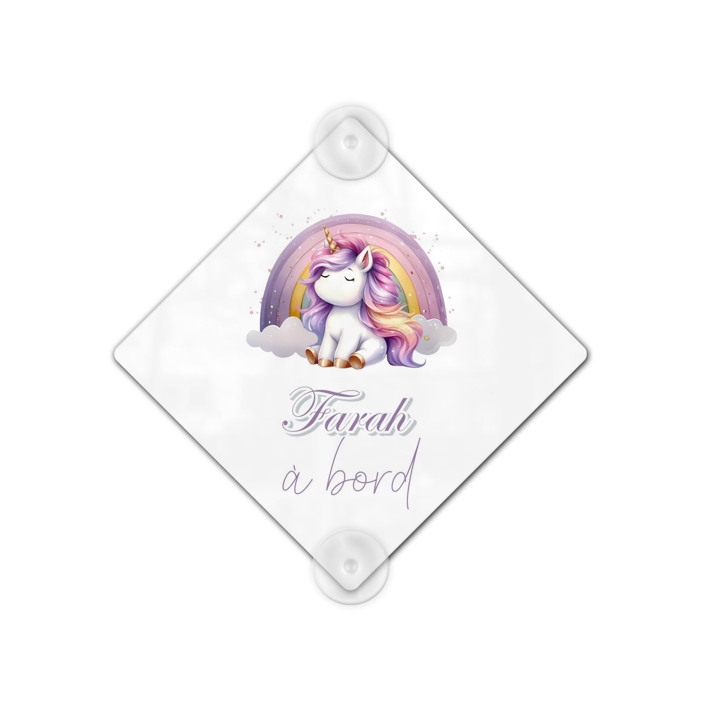 Plaque Voiture Bébé à Bord Personnalisée Aluminium "Licorne"