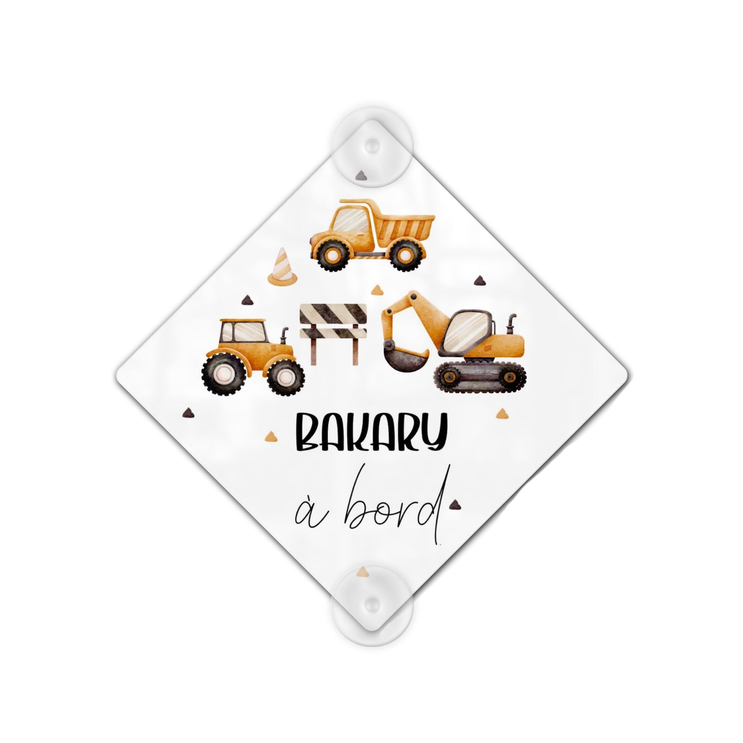Plaque voiture bébé à bord "Construction"