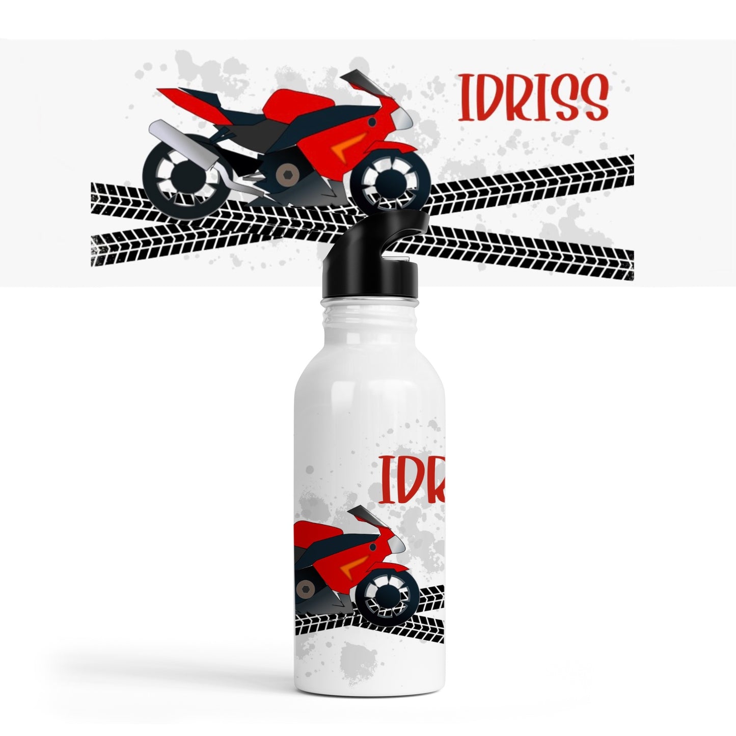 Gourde Paille Enfant Personnalisée "Moto"