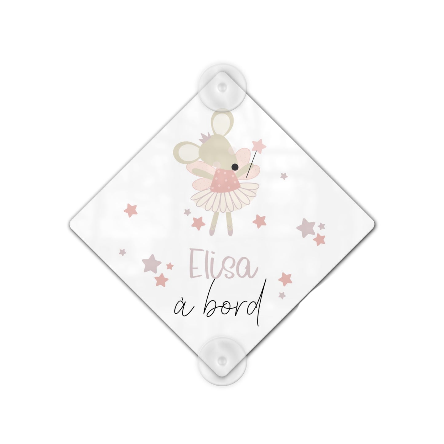 Plaque voiture bébé à bord "Souris danceuse"