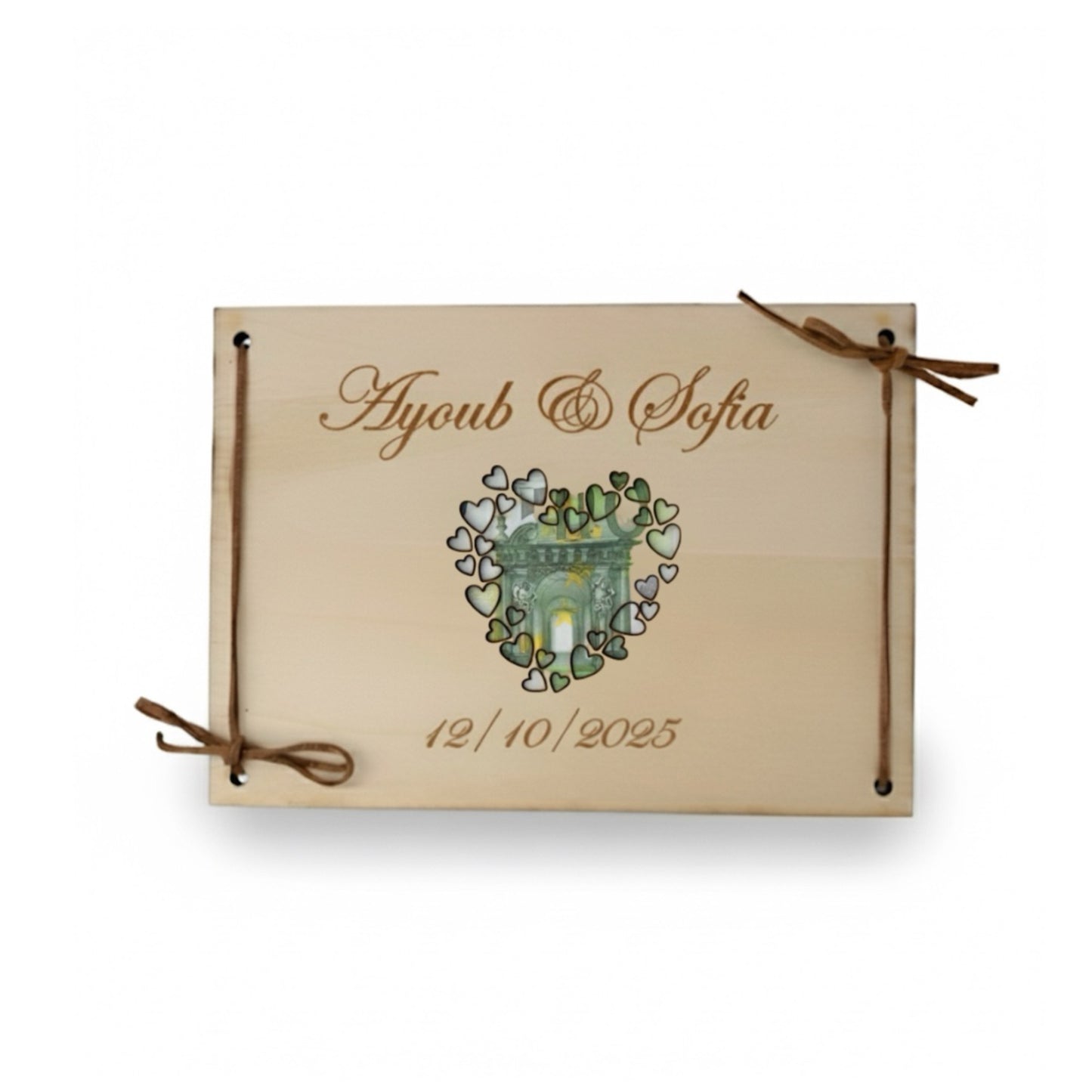 Carte Argent en Bois Personnalisée "Mariage" Avec Boîte Cadeau