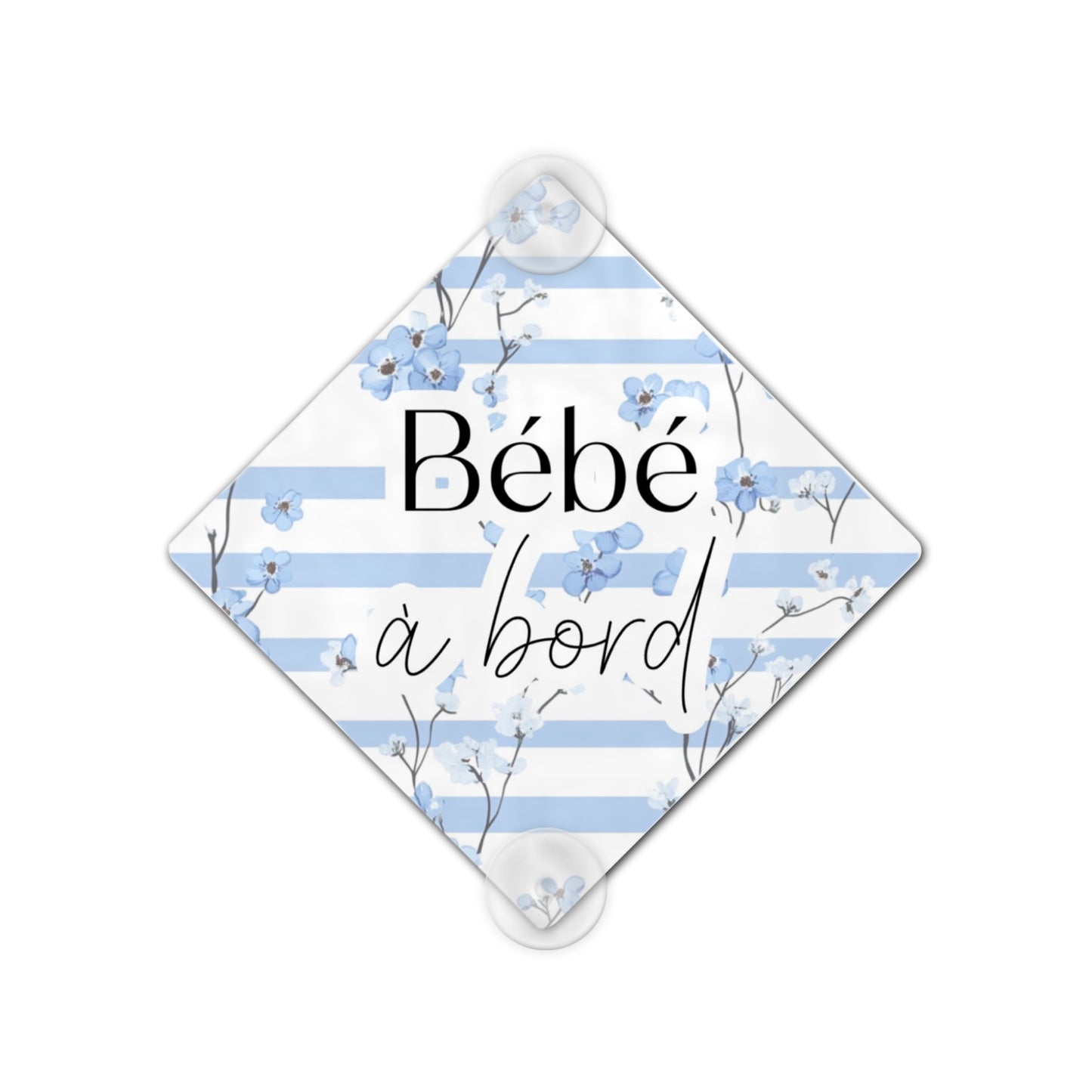 Plaque voiture bébé à bord "Fleur bleu"