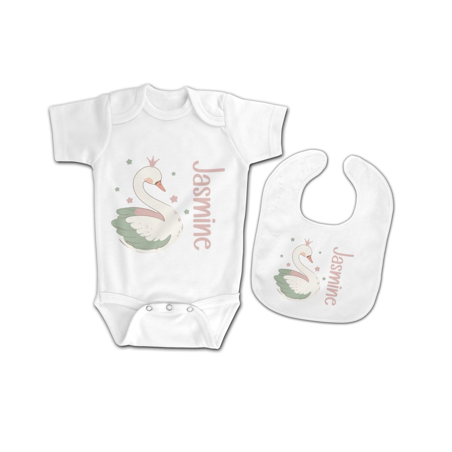 Ensemble Body + Bavoir "Cygne"