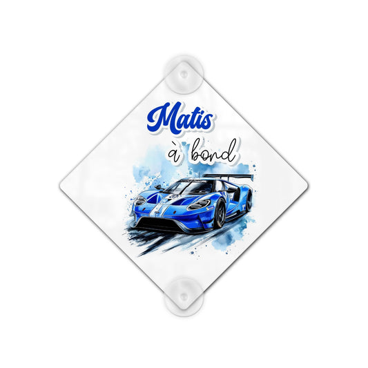 Plaque Voiture Bébé à Bord Personnalisée Aluminium "Voiture Bleu"