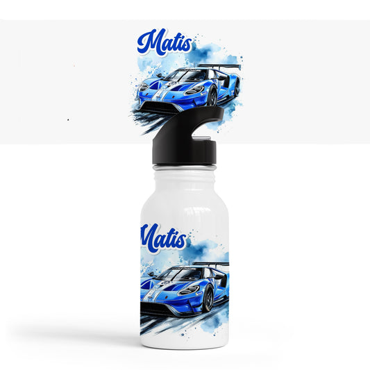 Gourde Paille Enfant Personnalisée "Voiture Bleu"