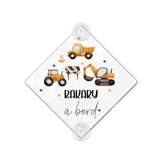 Plaque voiture bébé à bord "Construction"