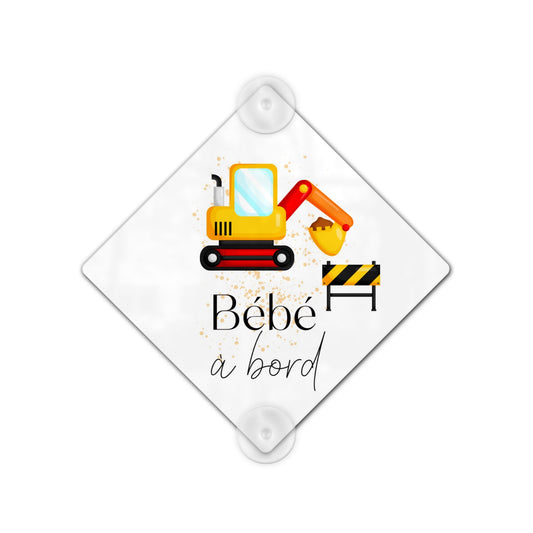 Plaque voiture bébé à bord "Tractopelle"
