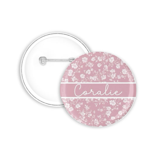 Badge personnalisé "Fleurs Blanche"