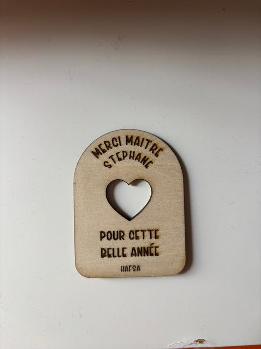 Magnet frigo en coeur "Fin d’année gravure"