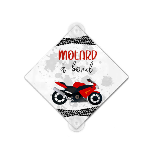 Plaque Voiture Bébé à Bord Personnalisée Aluminium "Moto"