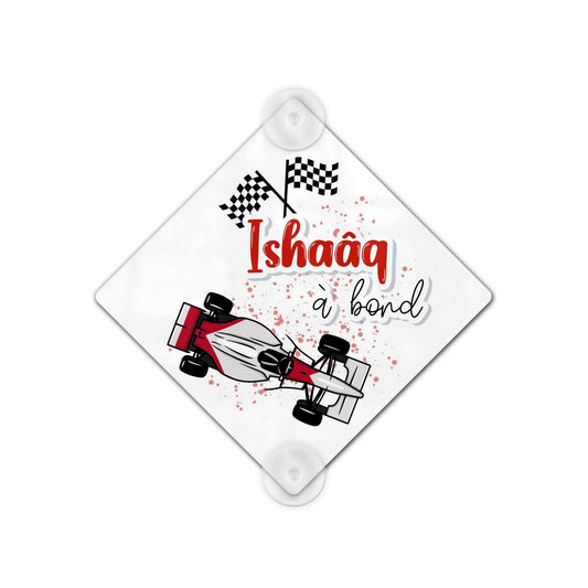 Plaque Voiture Bébé à Bord Personnalisée Aluminium "Formule 1"