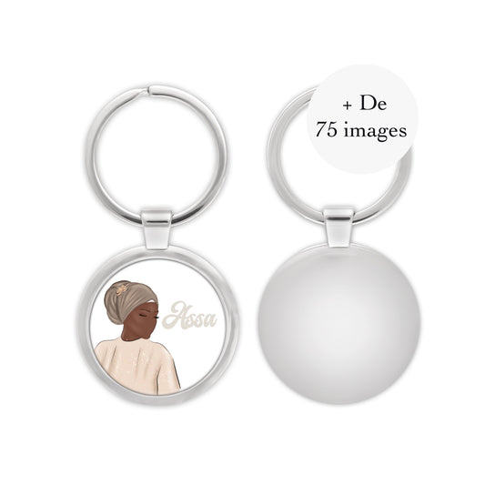 Porte clé rond "Femme"