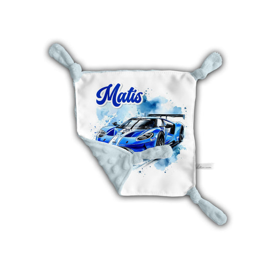 Doudou Bébé Personnalisé "Voiture Bleu"
