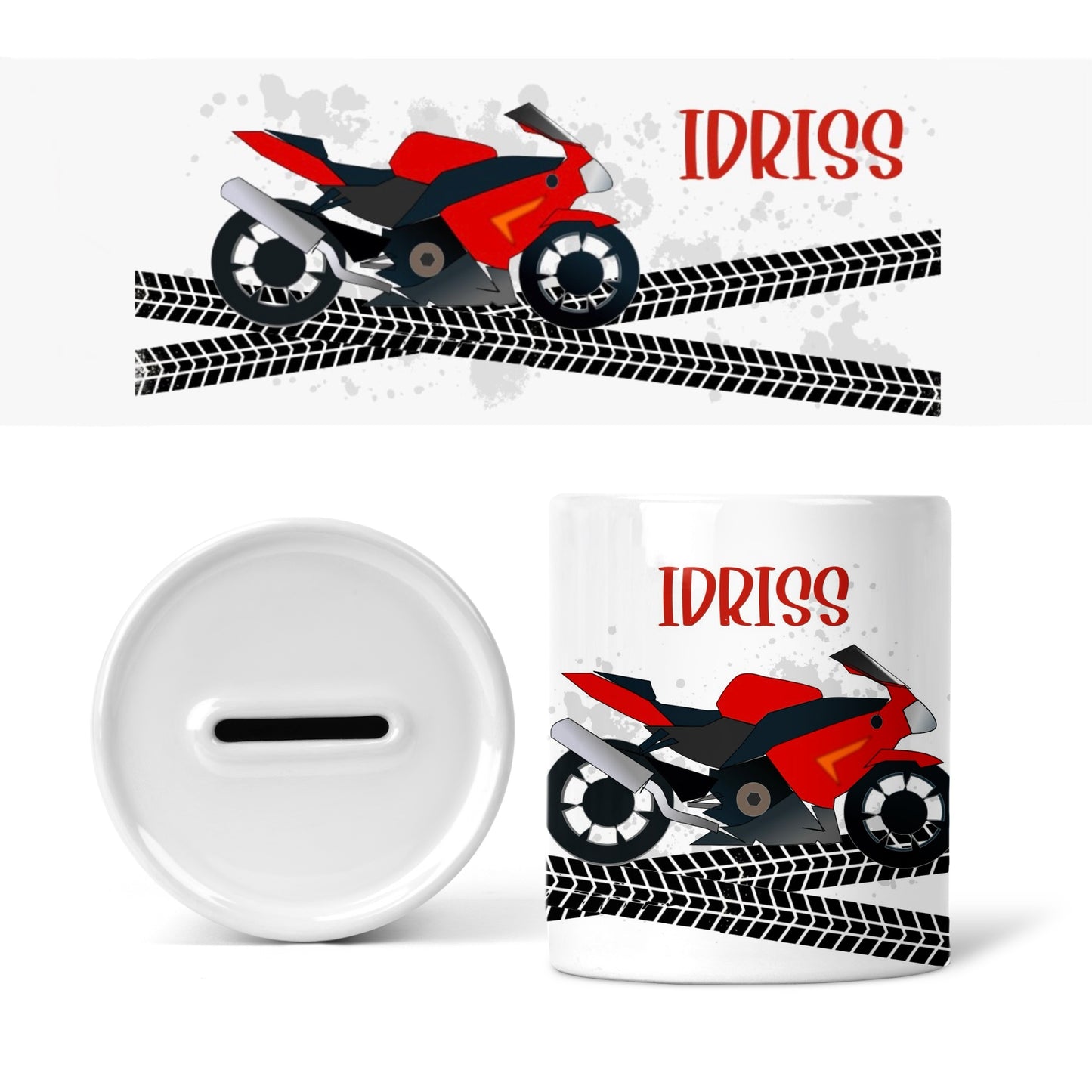 Tirelire Enfant Personnalisée "Moto"