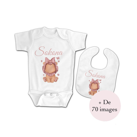 Ensemble Body + Bavoir "Fille"
