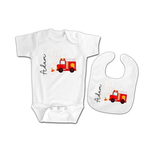 Ensemble Body + Bavoir "Pompier"