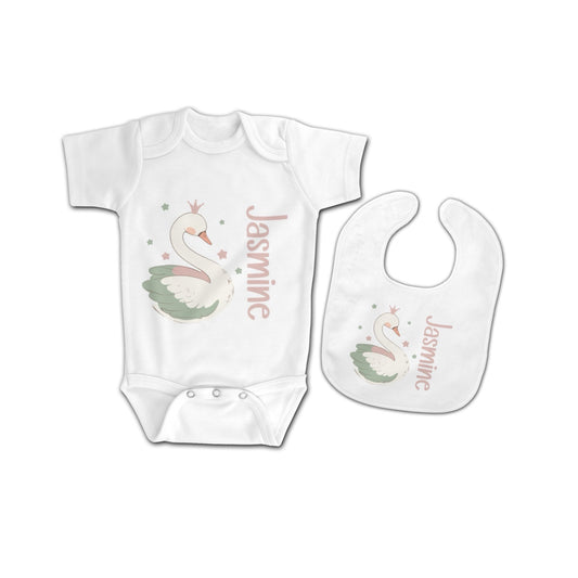 Ensemble Body + Bavoir "Cygne"