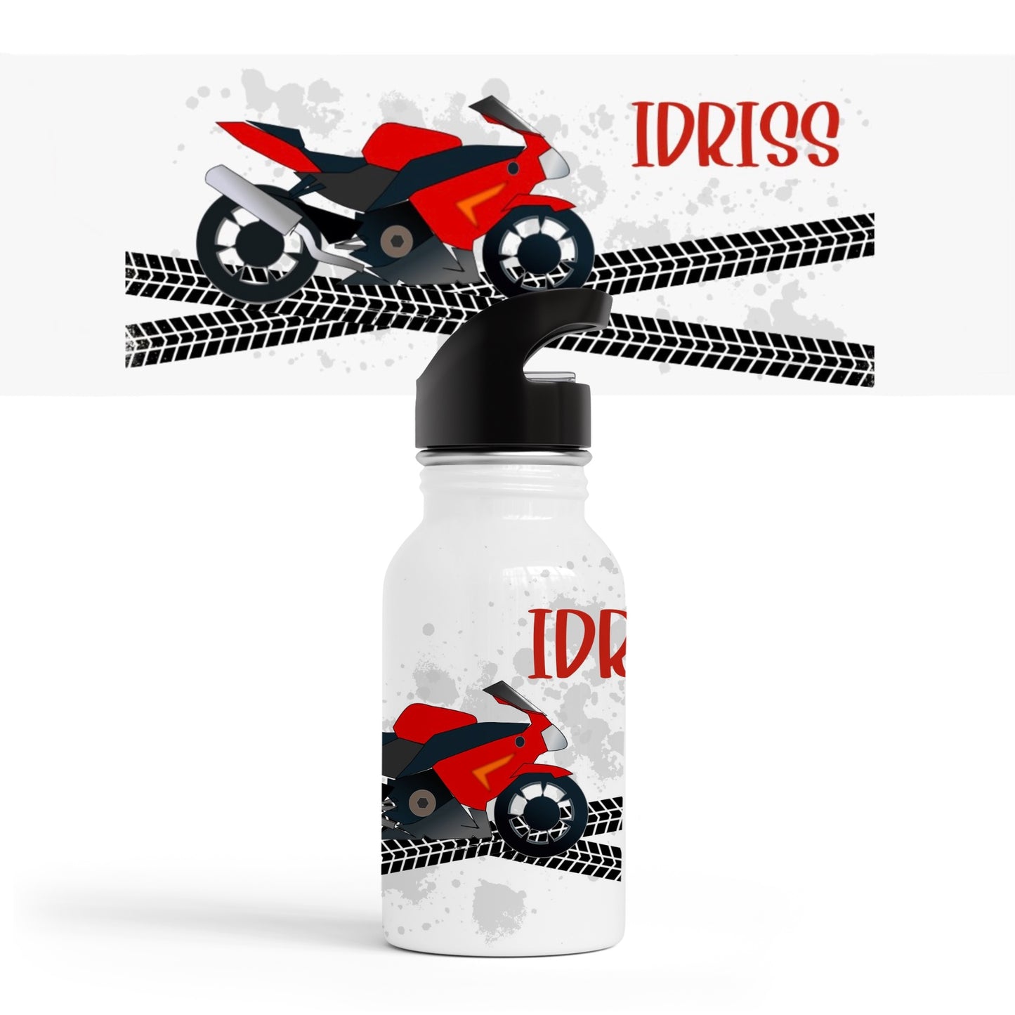 Gourde Paille Enfant Personnalisée "Moto"