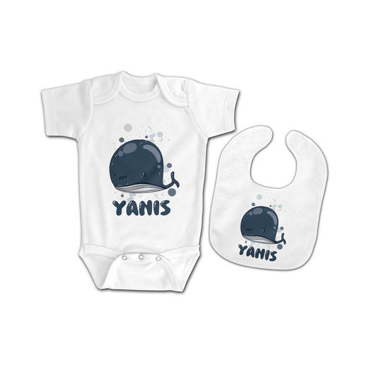 Ensemble Body + Bavoir "Baleine"